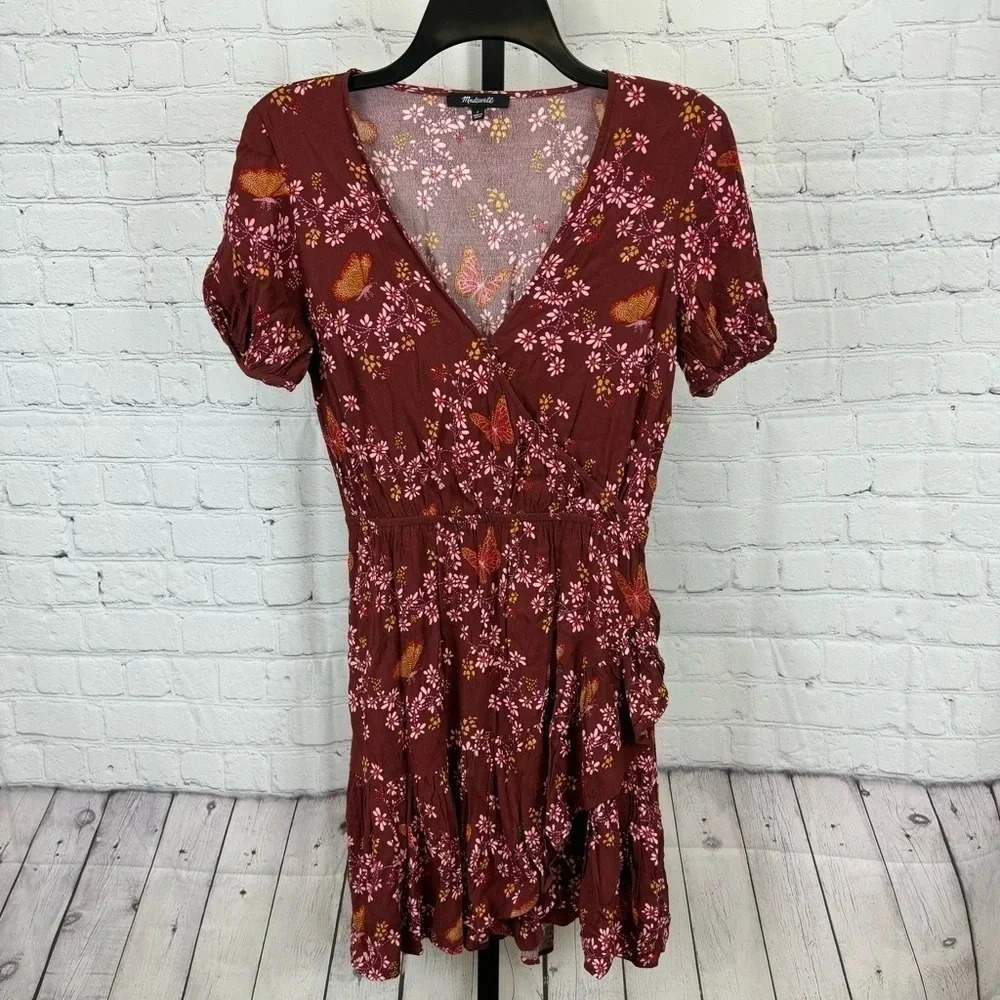 Madewell Ruffle-Wrap Dress in Windowbox Floral Size 2